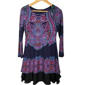 REBORN Dress WOMENS Size Small l PURPLE BOHO PAISLEY DRESS 0750